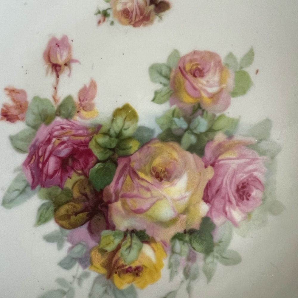 Bavaria Germany Porcelain Platter Plate Handles Hand Painted Floral Romantic - Picture 4 of 7